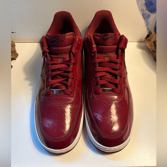 Nike Air-Force 1 Team Red Patent Leather Sneakers - Picture 2 of 7